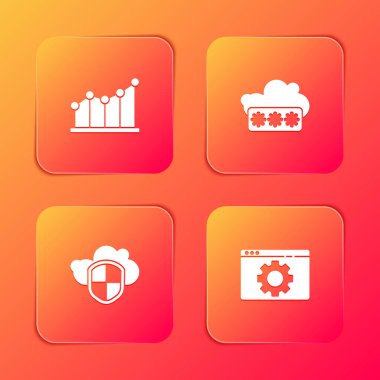 Pasta grafiği bilgisini, Parola korumasını, Bulut ve Kalkanı ve Tarayıcı ayar simgesini ayarla. Vektör.