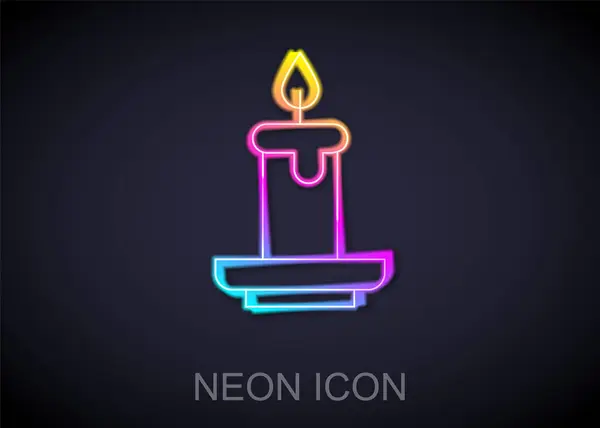 Zářící Neonová Čára Ikona Svíčky Aroma Izolované Černém Pozadí Vektor — Stockový vektor
