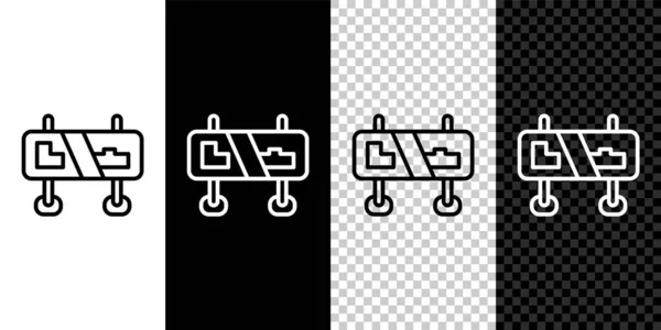 Nastavte Dopravní Značku Ikona Ukazatele Izolovaná Černobílém Průhledném Pozadí Symbol — Stockový vektor