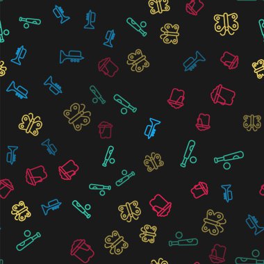 Çizgi Trompet, beysbol sopası, Kelebek ve Kum kovası kusursuz desenli. Vektör