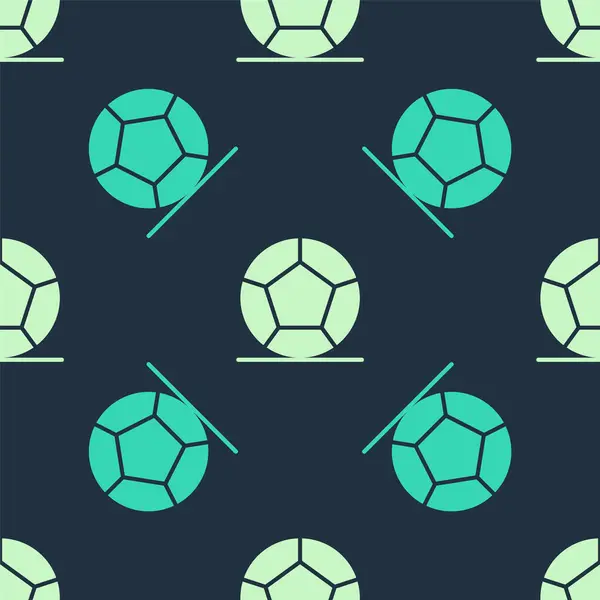 Зеленый Бежевый Футбольный Мяч Значок Изолированный Бесшовный Узор Синем Фоне — стоковый вектор