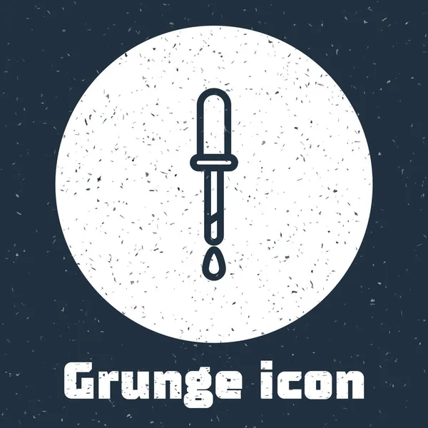 Grunge Line Pipette Icon Isoliert Auf Grauem Hintergrund Element Medizinischer — Stockvektor