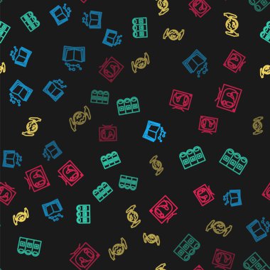 Hattı açık tut, çöp tenekelerini ayır, Dünya 'yı tutan eller ve pürüzsüz desendeki plastik kirliliği durdur. Vektör.