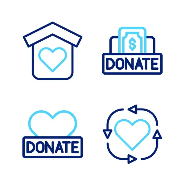 Establezca Línea Voluntariado Donación Caridad Refugio Para Las Personas Sin — Vector de stock