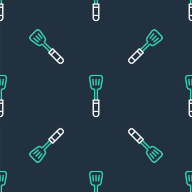Spatula simgesi siyah arkaplanda izole edilmiş. Mutfak spatula ikonu. Barbekü spatula işareti. Barbekü ve ızgara aleti. Vektör