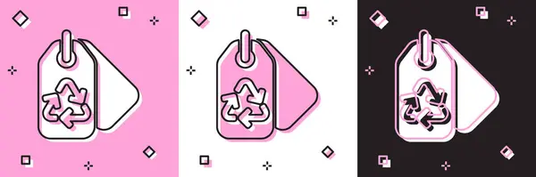 Set Tag Avec Icône Symbole Recyclage Isolé Sur Fond Rose — Image vectorielle