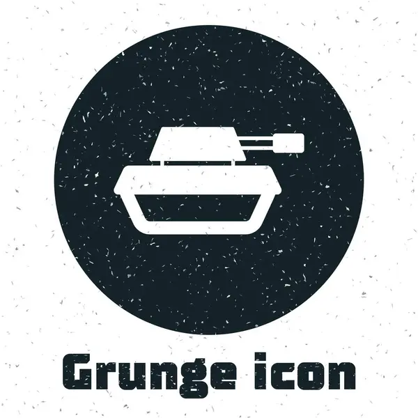 Grunge Ícone Tanque Militar Isolado Fundo Branco Desenho Vintage Monocromático — Vetor de Stock