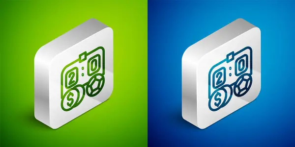 Isometric Line Soccer Football Betting Money Icon Isolated Green Blue — Stock Vector