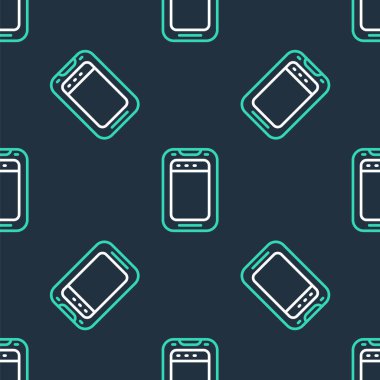 Hat Smartphone, cep telefonu simgesi siyah arkaplanda izole edilmiş pürüzsüz desen. Vektör