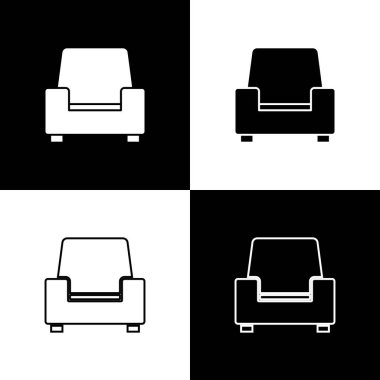 Kol Koltuğu simgesini siyah beyaz arkaplanda izole et. Vektör.