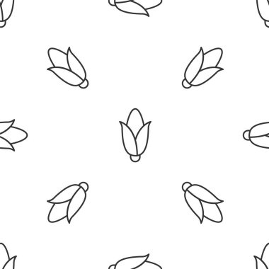 Gri çizgi mısır ikonu beyaz arka planda izole edilmiş pürüzsüz desen. Vektör.