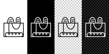 Fransız ekmeği simgesini siyah beyaz arkaplanda izole et. Vektör.