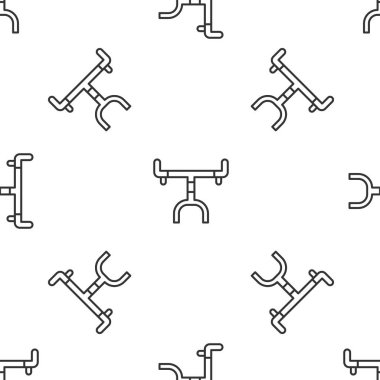 Gri çizgi bisiklet gidon simgesi beyaz arka planda izole edilmiş pürüzsüz desen. Vektör.