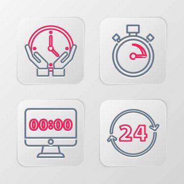 Hat saatini 24 saat monitörde tut, Kronometre ve simge. Vektör