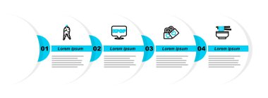 Ramen, Lock with Heart, K-pop ve Ginseng kök ikonu. Vektör