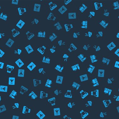 Havaalanında metal dedektörü, bavullu konveyör bandı, Storm ve Pasaport 'u kusursuz desene ayarlayın. Vektör