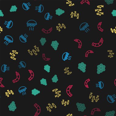 Balık çorbası, havyar, balık ve karidesi pürüzsüz bir şekilde sıraya dizin. Vektör