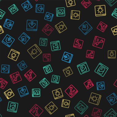 Cloud upload, foto rötuşlama, tarayıcı penceresi ayarlayın ve pürüzsüz desen ayarlayın. Vektör