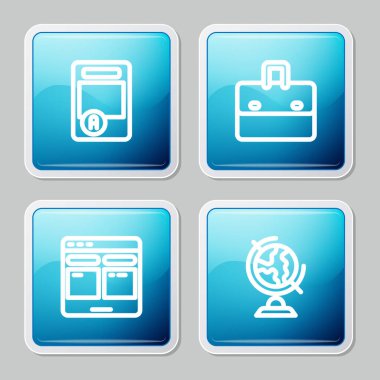 Sınav kağıdını A + sınıfı, Evrak çantası, Çevrimiçi çevirmen ve Dünya ikonu ile ayarla. Vektör