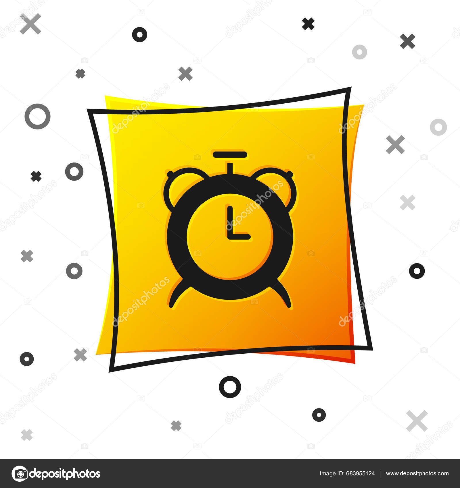 Black Alarm Clock Icon Isolated White Background Wake Get Concept Stock