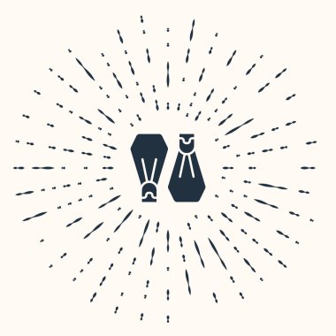 Yüzme ikonu için gri lastik yüzgeçler bej arka planda izole edilmiş. Dalış ekipmanları. Olağanüstü bir spor. Spor malzemeleri. Soyut çember rastgele noktalar. Vektör.