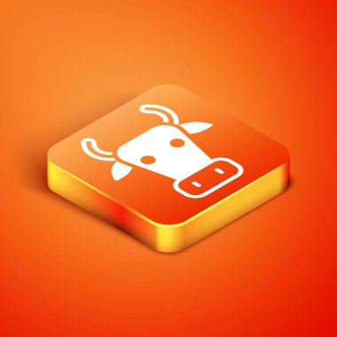 Isome İnek simgesi turuncu arkaplanda izole edildi. Vektör.