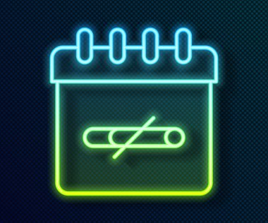 Parlayan neon hattı. Siyah arkaplanda sigara içme günü simgesi yok. Sigara içilmemesi ve sigara içilmemesi kavramı. Vektör