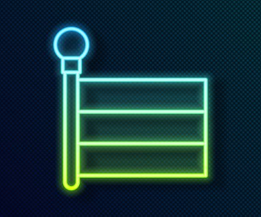 Parlayan neon çizgisi simgesi siyah arkaplanda izole edildi. Yer belirleyici sembol. Vektör