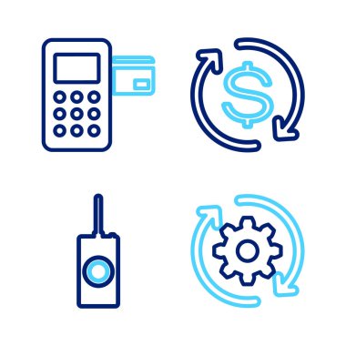 Satır Gear ve okları iş akışı, uzaktan kontrol, Yatırımın Dönüşü ve Pos terminal simgesi olarak ayarla. Vektör