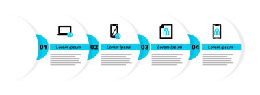 Smartphone 'u kilit, belge ve dizüstü bilgisayar simgesiyle ayarla. Vektör
