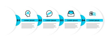 Soru ve Yanıt satırını, dökümanlı çekmeceyi, konuşma balonu horlamasını ve insan servis ikonunu ayarla. Vektör