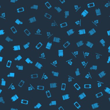 Akıllı Telefon, Anten, Buzdolabı ve Teslimat kamyonunu kusursuz bir şablona ayarla. Vektör.