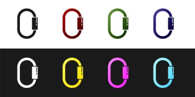 Karabina simgesini siyah beyaz arkaplanda izole et. Olağanüstü bir spor. Spor malzemeleri. Vektör İllüstrasyonu.