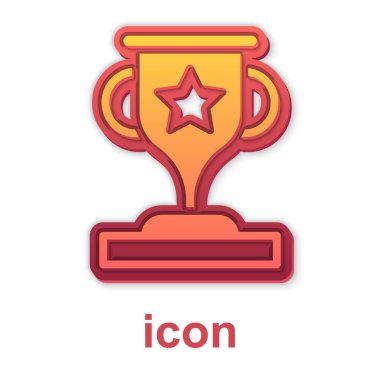 Altın ödüllü kupa simgesi beyaz arkaplanda izole edilmiş. Galibiyet ödülü sembolü. Şampiyonluk ya da yarışma kupası. Spor başarısı işareti. Vektör