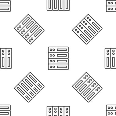 Gri çizgi sunucusu, Data, Web sunucu simgesi izole edilmiş beyaz arkaplan üzerinde kusursuz desen. Vektör.