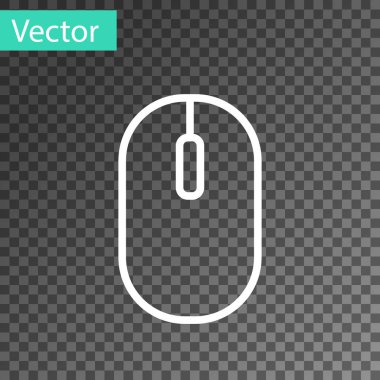 Siyah Bilgisayar fare simgesi şeffaf arkaplanda izole edildi. Tekerlek sembollü optik. Vektör.