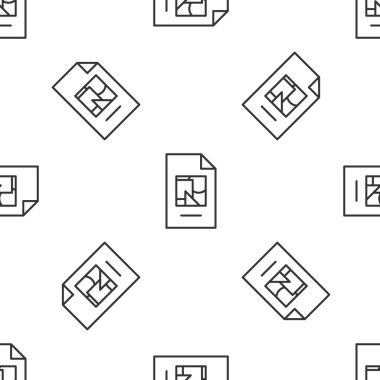 Resim simgesine sahip Gri Çizgi Dosyası belgesi beyaz arkaplanda izole edilmiş pürüzsüz desen. Kontrol listesi simgesi. İş konsepti. Vektör.