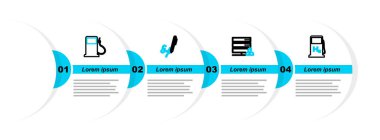 Hat hidrojen dolum istasyonu, Müşteri hizmetleri sunucusu, İmza ve Benzin ikonu veya gaz ikonu ayarlayın. Vektör