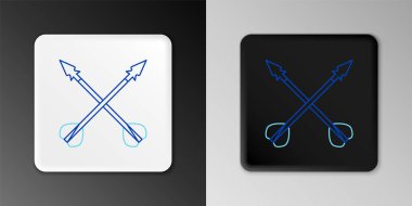 Çizgi Ortaçağ çapraz ok simgesi gri arkaplanda izole edildi. Ortaçağ silahı. Renkli taslak konsepti. Vektör