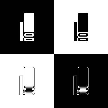 Hint tekstil kumaşı simgesini siyah beyaz arkaplanda izole et. Yuvarlan, paspas, halı, halı, halı ya da kağıt rulo ikonu. Vektör.