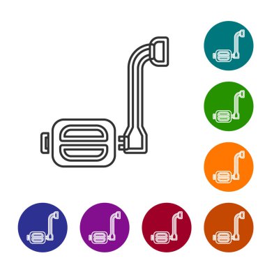 Siyah çizgi bisiklet pedalı simgesi beyaz arkaplanda izole edildi. Simgeleri renk daire düğmelerine ayarla. Vektör.