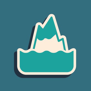 Yeşil Buzdağı simgesi yeşil arkaplanda izole edildi. Uzun gölge tarzı. Vektör