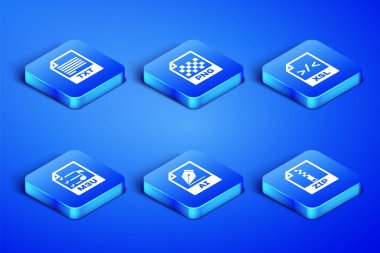 ZIP dosya belgesini, TXT, AI, M3U, PNG ve XSL simgesini ayarla. Vektör