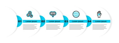 El falına bak, Jüpiter gezegeni, Koç burcu ve Leo ikonu. Vektör