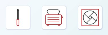 Hattı havalandırma, bıçak keskinleştirici ve tost ikonlu tost makinesini ayarlayın. Vektör