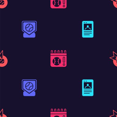 Beyzbol kartı, taban, beyzbol maçlı takvim ve kusursuz şablona ayarlayın. Vektör