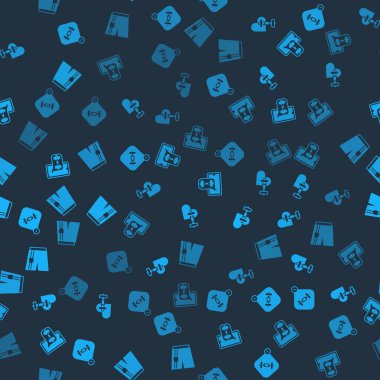 Fitness uygulamasını ayarla, Dumbbell 'in kalbi ve kısa ya da pantolonu kusursuz desenli olsun. Vektör