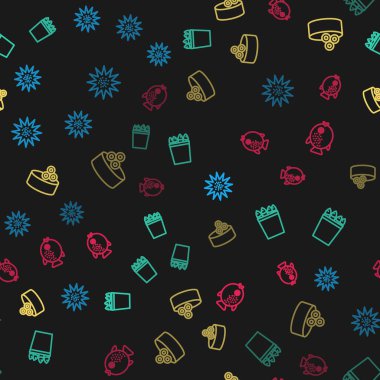 Deniz kestanesi, balıklı balık kovası, teneke havyar ve Puffer 'ı pürüzsüz desenli. Vektör