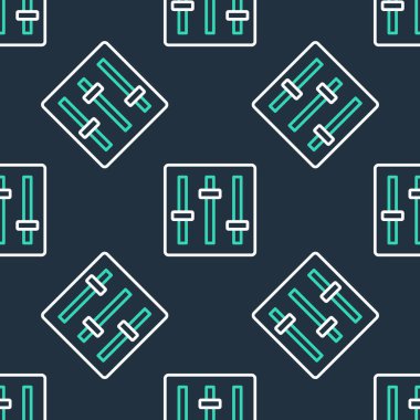 Line Sound karıştırıcı simgesi siyah arkaplanda izole edilmiş kusursuz desen. DJ ekipman kaydırma düğmeleri. Konsol karıştırılıyor. Vektör