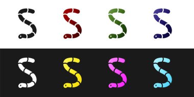 Solucan simgesini siyah beyaz arkaplanda izole et. Balık oltası. Vektör.